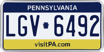 PA license plate LGV6492