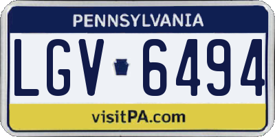 PA license plate LGV6494