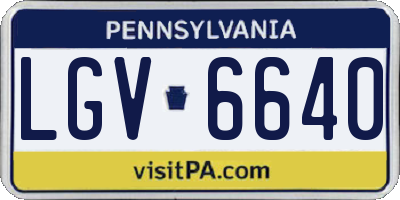 PA license plate LGV6640