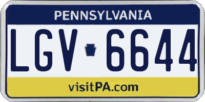 PA license plate LGV6644