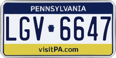 PA license plate LGV6647