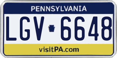 PA license plate LGV6648