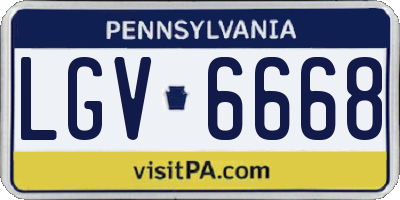 PA license plate LGV6668