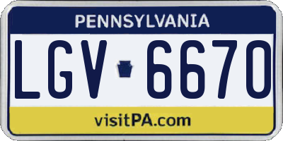 PA license plate LGV6670