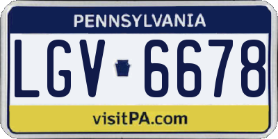 PA license plate LGV6678