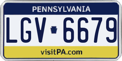 PA license plate LGV6679