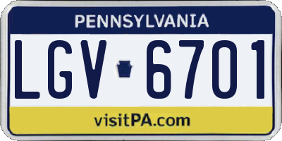 PA license plate LGV6701