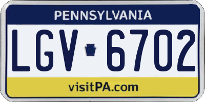 PA license plate LGV6702