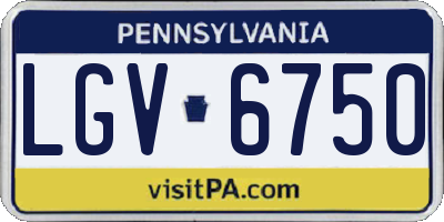 PA license plate LGV6750