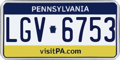 PA license plate LGV6753
