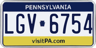 PA license plate LGV6754