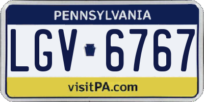 PA license plate LGV6767