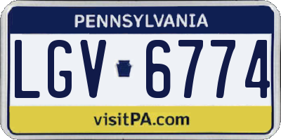 PA license plate LGV6774