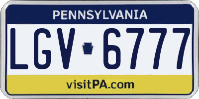 PA license plate LGV6777