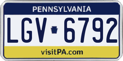 PA license plate LGV6792