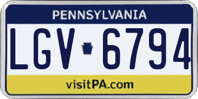 PA license plate LGV6794