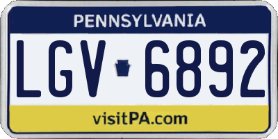 PA license plate LGV6892