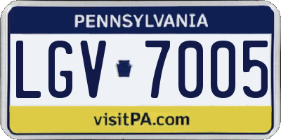 PA license plate LGV7005
