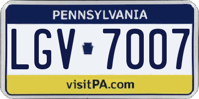 PA license plate LGV7007