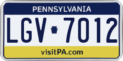 PA license plate LGV7012