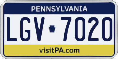 PA license plate LGV7020