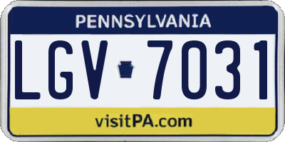 PA license plate LGV7031