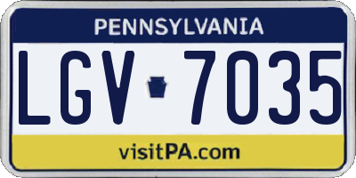PA license plate LGV7035