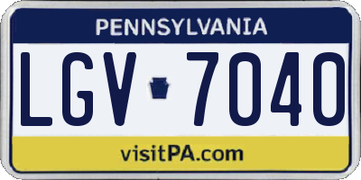 PA license plate LGV7040