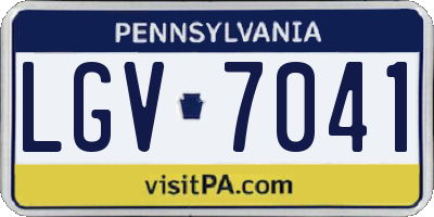 PA license plate LGV7041