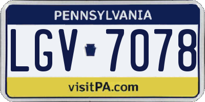 PA license plate LGV7078