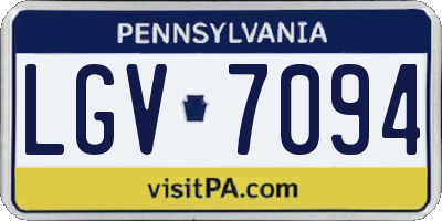 PA license plate LGV7094