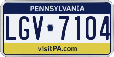 PA license plate LGV7104
