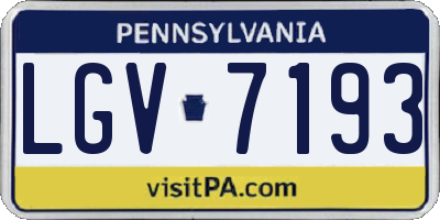 PA license plate LGV7193