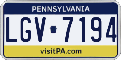 PA license plate LGV7194
