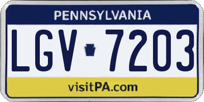 PA license plate LGV7203