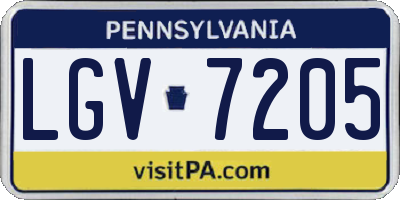PA license plate LGV7205