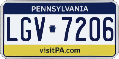 PA license plate LGV7206