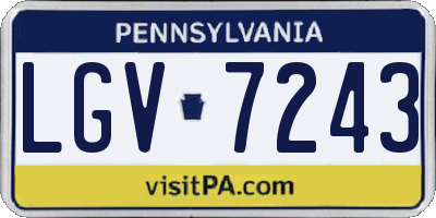 PA license plate LGV7243