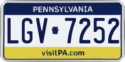 PA license plate LGV7252
