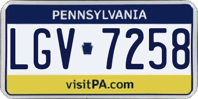 PA license plate LGV7258