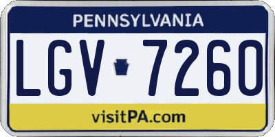 PA license plate LGV7260