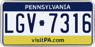 PA license plate LGV7316