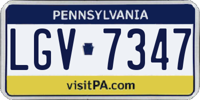 PA license plate LGV7347