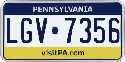 PA license plate LGV7356