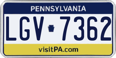 PA license plate LGV7362
