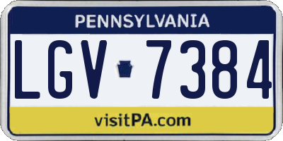 PA license plate LGV7384