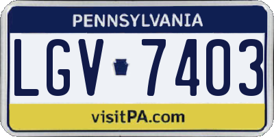 PA license plate LGV7403