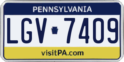 PA license plate LGV7409