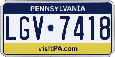 PA license plate LGV7418