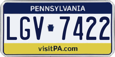 PA license plate LGV7422